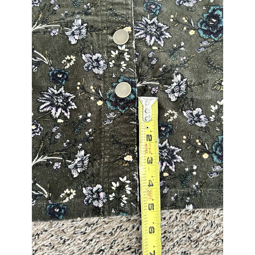 LOFT Floral Corduroy Button Front Mini Skirt Size 8 Olive - Picture 8 of 10